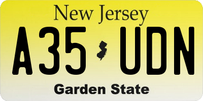 NJ license plate A35UDN