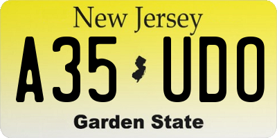 NJ license plate A35UDO