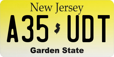 NJ license plate A35UDT