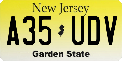 NJ license plate A35UDV
