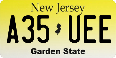 NJ license plate A35UEE