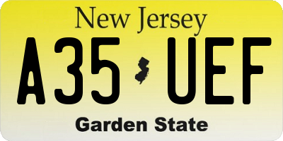 NJ license plate A35UEF