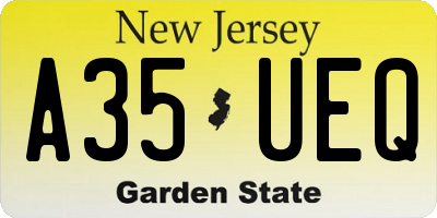 NJ license plate A35UEQ