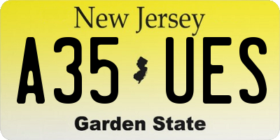 NJ license plate A35UES