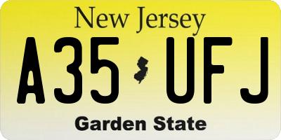 NJ license plate A35UFJ