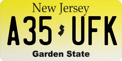 NJ license plate A35UFK