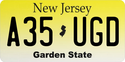 NJ license plate A35UGD