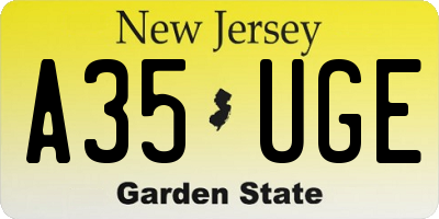 NJ license plate A35UGE