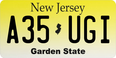 NJ license plate A35UGI