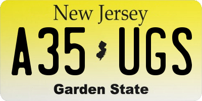 NJ license plate A35UGS