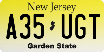 NJ license plate A35UGT
