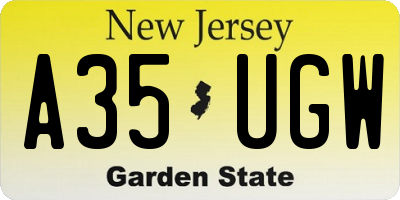 NJ license plate A35UGW