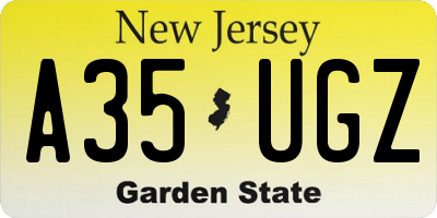 NJ license plate A35UGZ