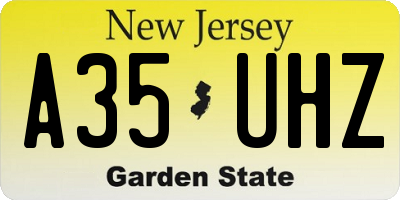 NJ license plate A35UHZ