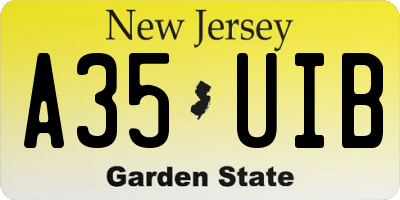 NJ license plate A35UIB