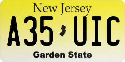 NJ license plate A35UIC