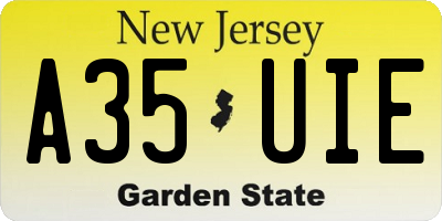 NJ license plate A35UIE