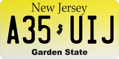NJ license plate A35UIJ