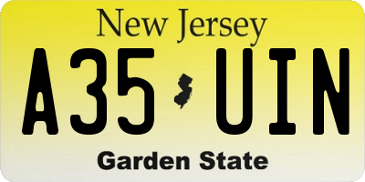 NJ license plate A35UIN