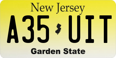 NJ license plate A35UIT