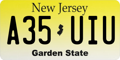 NJ license plate A35UIU