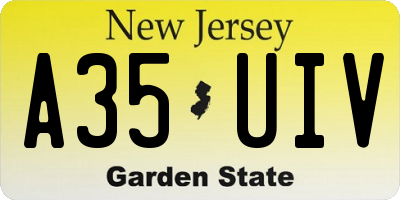NJ license plate A35UIV