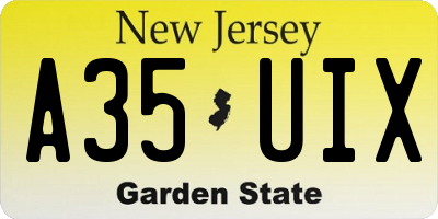 NJ license plate A35UIX