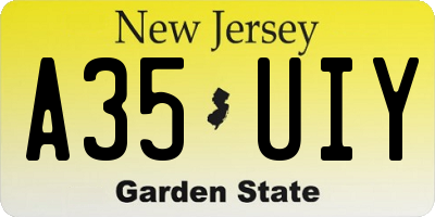NJ license plate A35UIY