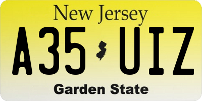 NJ license plate A35UIZ