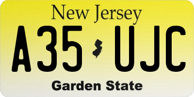 NJ license plate A35UJC