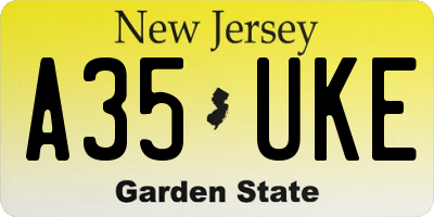 NJ license plate A35UKE