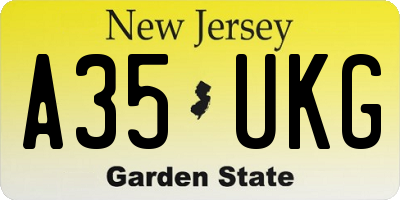 NJ license plate A35UKG