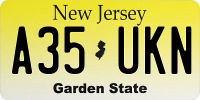 NJ license plate A35UKN
