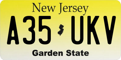 NJ license plate A35UKV