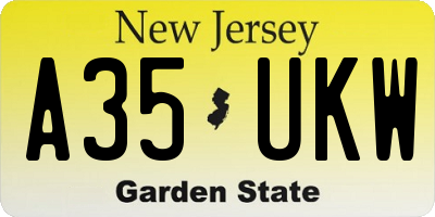 NJ license plate A35UKW