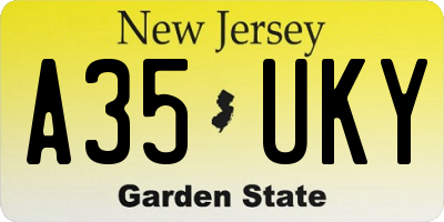NJ license plate A35UKY