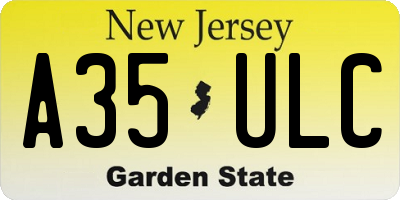 NJ license plate A35ULC