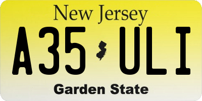 NJ license plate A35ULI