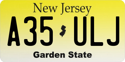 NJ license plate A35ULJ