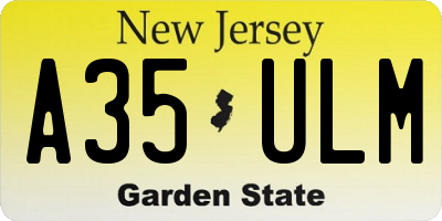 NJ license plate A35ULM