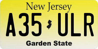 NJ license plate A35ULR