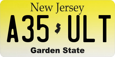 NJ license plate A35ULT