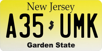 NJ license plate A35UMK