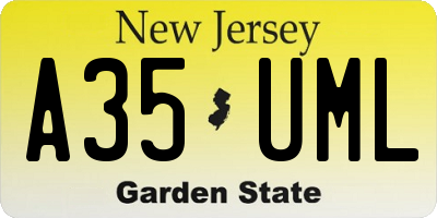 NJ license plate A35UML