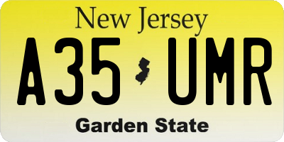 NJ license plate A35UMR