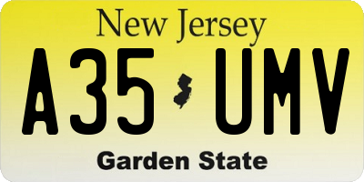 NJ license plate A35UMV