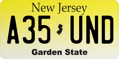 NJ license plate A35UND
