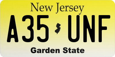 NJ license plate A35UNF