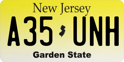 NJ license plate A35UNH