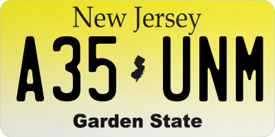 NJ license plate A35UNM